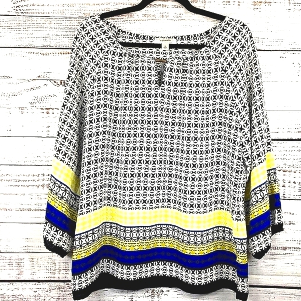 DRESSBARN SIZE M GEO TOP SPRING SUMMER WORK BLOUSE‎ GUC